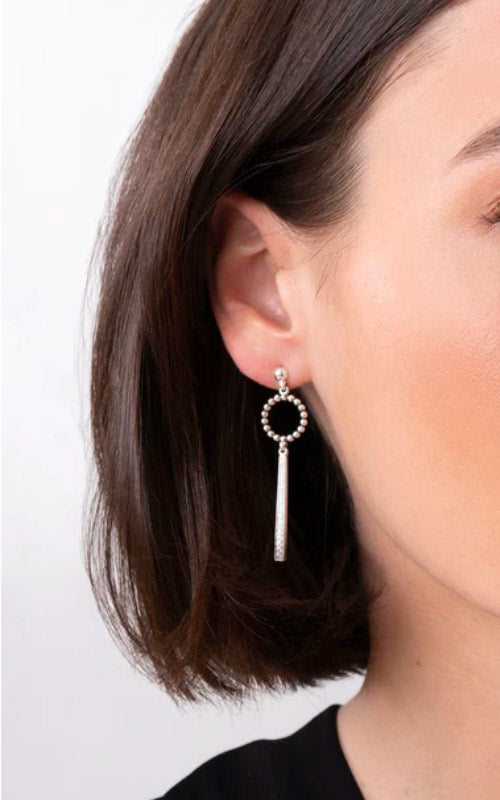 Lagos Caviar Spark Beaded Circle Diamond Drop Earrings 01-81914-DD