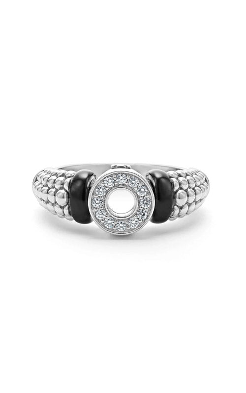 Lagos Sterling Silver Black Caviar .13ctw Ceramic Circle Ring SIZE 7 02-80738-CB7