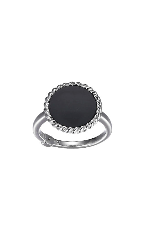 Elle Jewelry Sterling Silver Nautical Black Agate Ring - Size 7 - R10274WG7