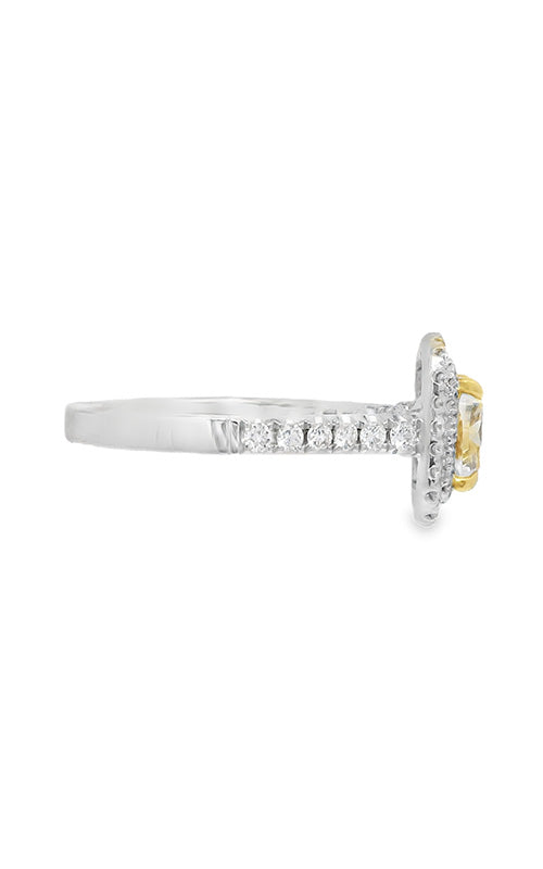 Albert's 18k Two-Tone 1.51ct Cushion VS1 & .52ct Round Diamond Engagement Ring ER9852-C151-FY