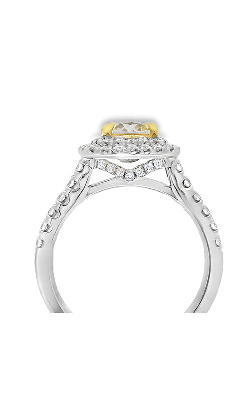 Albert's 18k Two-Tone 1.51ct Cushion VS1 & .52ct Round Diamond Engagement Ring ER9852-C151-FY