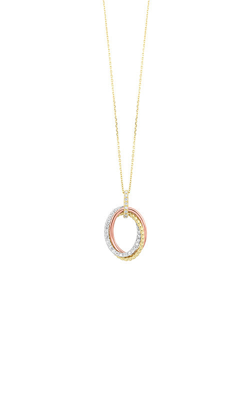 Albert's 14k Gold Tri Tone1/3ctw Diamond Oval Necklace PD10717-4WYPSC