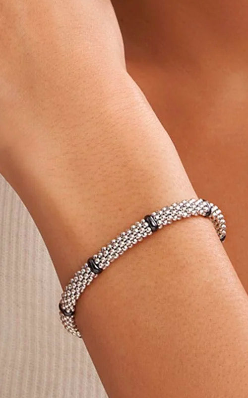 Lagos Black Caviar Ceramic Station Bracelet 05-81467-CB7.5