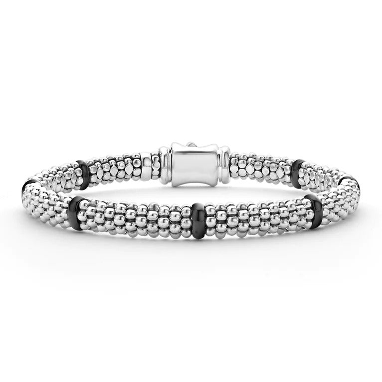 Lagos Black Caviar Ceramic Station Bracelet 05-81467-CB7.5