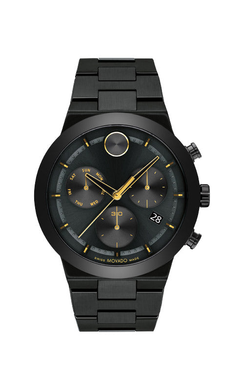 Movado Men's BOLD Fusion 44mm Black IP Ceramic Watch 3600857