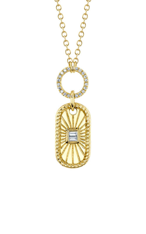 Shy Creation 14k Yellow Gold .11ctw Diamond Baguette Necklace SC55024874