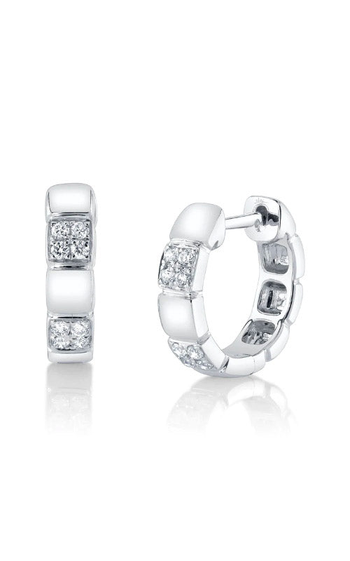 Shy Creation 14k White Gold .18ctw Diamond Huggie Earrings SC55025119