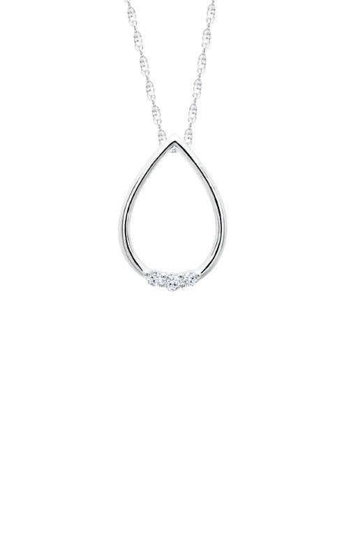 Albert's 10k White Gold .05ctw Diamond Teardrop Necklace 2475660050W