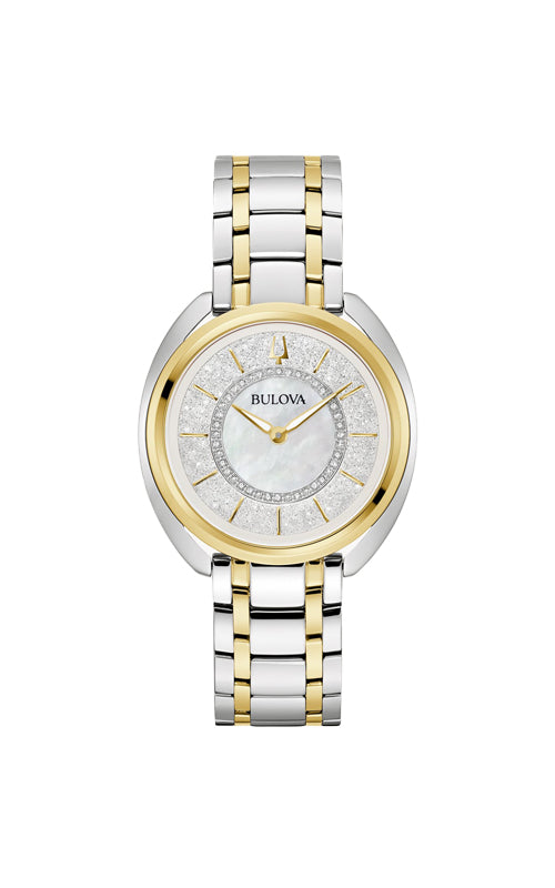 Bulova Ladies' Classic Duality 34mm Two Tone Mother of Pearl Diamond Watch 98X134