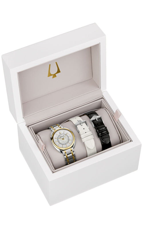 Bulova Ladies' Classic Duality 34mm Two Tone Mother of Pearl Diamond Watch 98X134