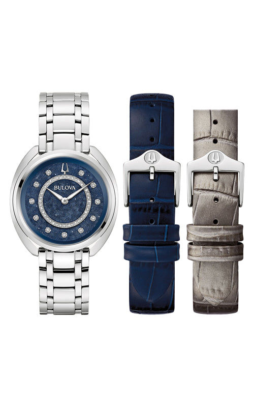 Bulova Ladies' Classic Duality 34mm Blue Diamond Watch 96X160