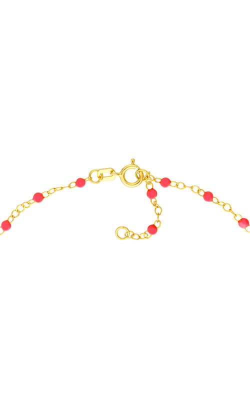 Albert's 14k Yellow Gold Neon Pink Enamel Bead Piatto Chain MF040537