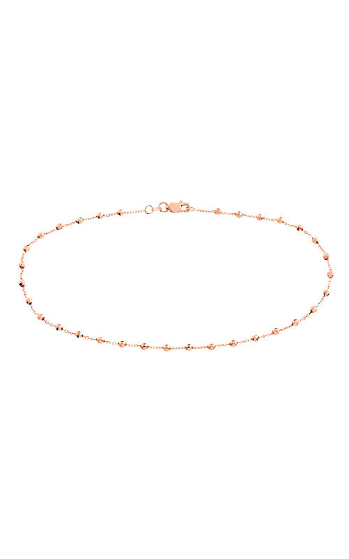 Albert's Sterling Silver Rose Gold Diamond Cut Bead Cable Anklet MF037475-92K