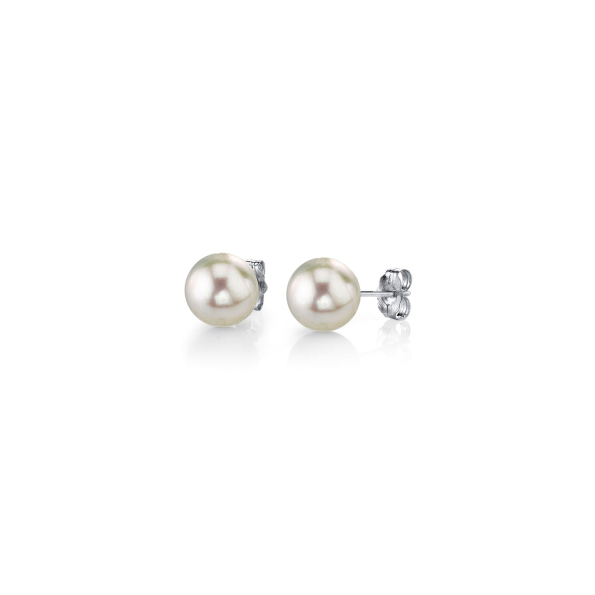 Albert's 14k White Gold 6-6.5mm Japanese Cultured Pearl Stud Earrings with Friction Backs 65CPEW
