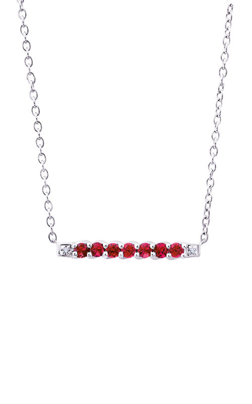Albert's Collection 10k White Gold Created Ruby & Diamond Necklace PM10294CR-001-0W-18