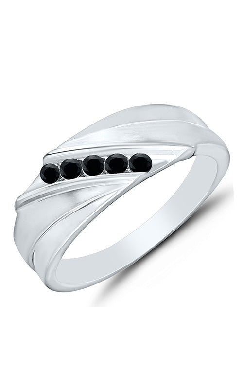 Albert's Collection 10k White Gold .25ctw Black Diamond Gents Ring 5517740250W-01