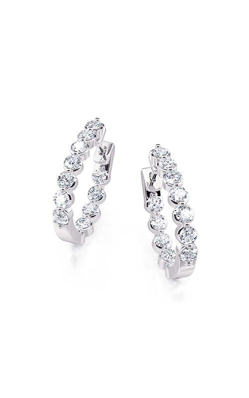 Ashley Lauren 14k White Gold 1.05ctw In and Out Round Diamond Huggie Earrings E1017-102-14W