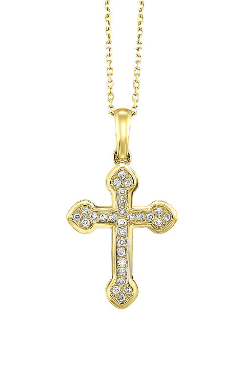 Albert's 14k Yellow Gold .07ctw Diamond Cross Necklace PD10896-4YSC