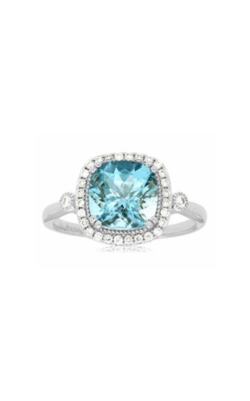 Albert's 14k White Gold 1.90ctw Cushion Aquamarine and .18ctw Diamond Ring WC7496Q