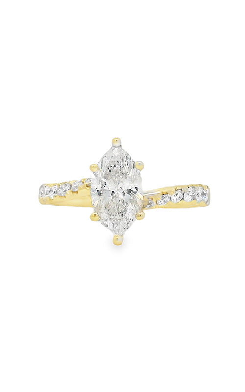 Albert's 14k Yellow Gold 1.17 H I1 Marquise .32ct Round Solitaire Engagement Ring ER12458-M125A/P5503