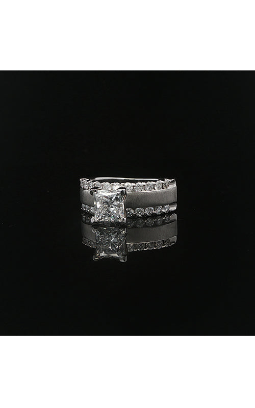 Albert's Estate 14K White Gold 1.01CT Princess Cut F SI2 Diamond .33CTW Round Melee Engagement Ring EDRIN01566