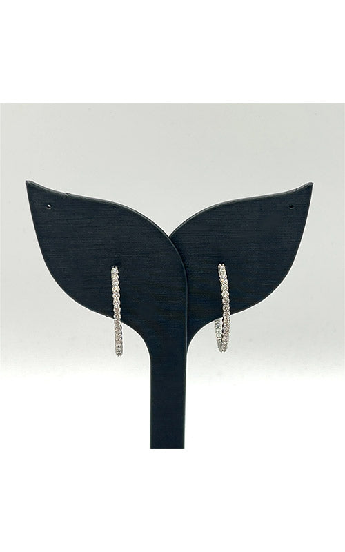 Alberts 14k White Gold 1.72tw Hoops with 66 Round Diamonds with Friction Backs 65866C