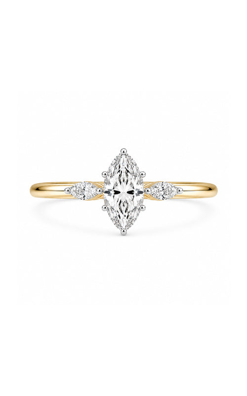 Albert's 14k White and Yellow Gold .79ct Marquise Center Diamond and .24ctw Diamond Marquise Sides Diamond Engagement Ring ER12495-M085A