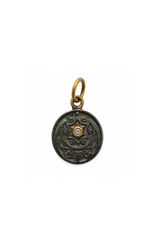 Ashley Lauren 24k Yellow Gold and Silver Moon Star Charm PW313535Y
