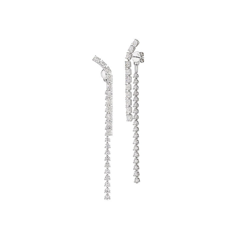 Ashley Lauren 18k White Gold 8.64ctw Radiant and Round Dangle Earrings