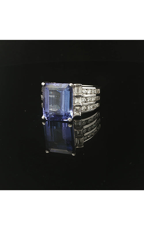 Albert's Estate 18K White Gold 8.07CT Tanzanite 1.50CTW Diamond Ring ELRNG00847