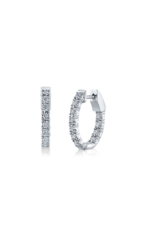 Shy Creation 14k White Gold .47ctw Diamond Oval Hoop Earrings SC55009478H0.75