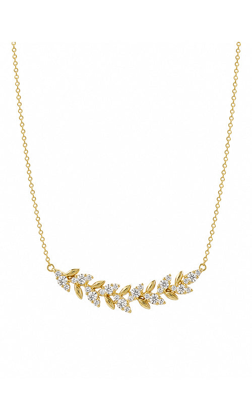 Ashley Lauren 14k Yellow Gold .72 Round Diamond Sideways Leaf Necklace ALC-N1418-14Y
