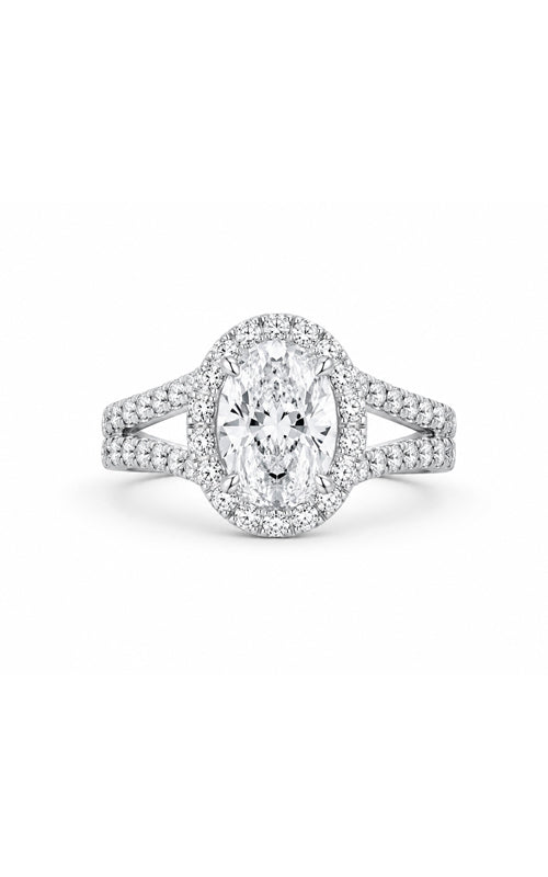 Albert's 14k White Gold .90ct Oval H VVS2 and .55melee Diamond Halo Engagement Ring ER12060/LD23110098