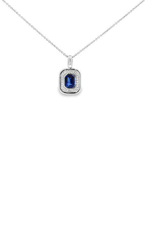 Ashley Lauren 18k White Gold 1.03ct Ceylon Sapphire and .15ctw Diamond Necklace P1432-18W