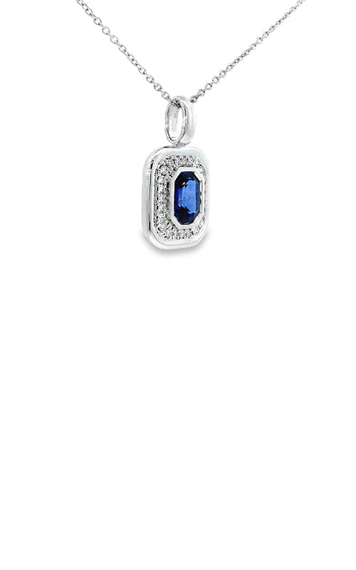 Ashley Lauren 18k White Gold 1.03ct Ceylon Sapphire and .15ctw Diamond Necklace P1432-18W