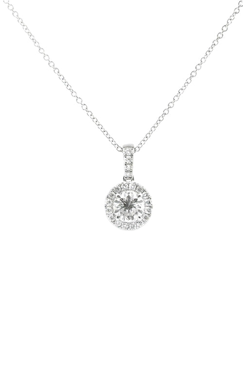 Ashley Lauren 14k White Gold .56ct Round Center .15ctw Diamond Halo Necklace P1422-R052A/V048060