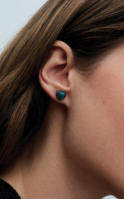 Pandora Opalescent Green Heart Stud Earrings 293356C01