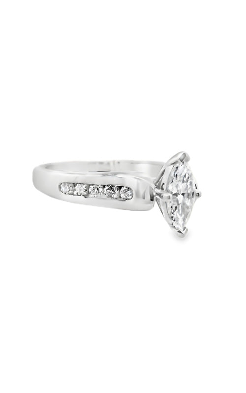 Albert's 14k White Gold .52ct Marquise Center Diamond .25ct Round Side Diamond Engagement Ring 406957A EDRIN02246