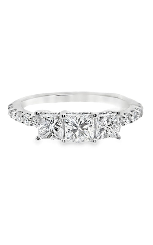Albert's 14k White Gold 
.41ct Princess Center Diamond, .62ct Princess Side Diamond .33ct Baguette Diamond Engagement Ring 406983A OG30660