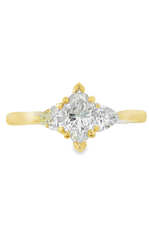 Albert's 14k Yellow Gold .54ct Marquise Center Diamond .26ct Trilliant Side Diamond Engagement Ring 407622A OG30581
