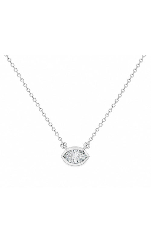 Albert's 14k White Gold 18" .74ct Marquise Diamond Bezel Set Necklace 411181A-8