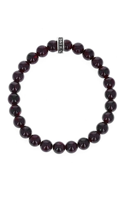 King Baby Sterling Silver 8mm Garnet Beaded Bracelet K40-5804GA8-8.75
