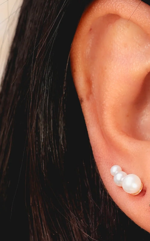 Shy Creation 14k Yellow Gold Cultured Pearl Drop Stud Earrings SC55025950V2