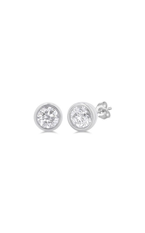Albert's 10k White Gold .20ctw Diamond Round Bezel Petite Studs 649S7TGERWG-RD