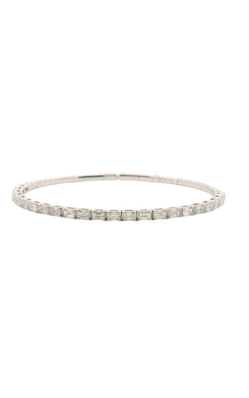 Albert's 14k White Gold 2.99ctw Diamond Emerald Cut Bangle Bracelet BG297-A85388A