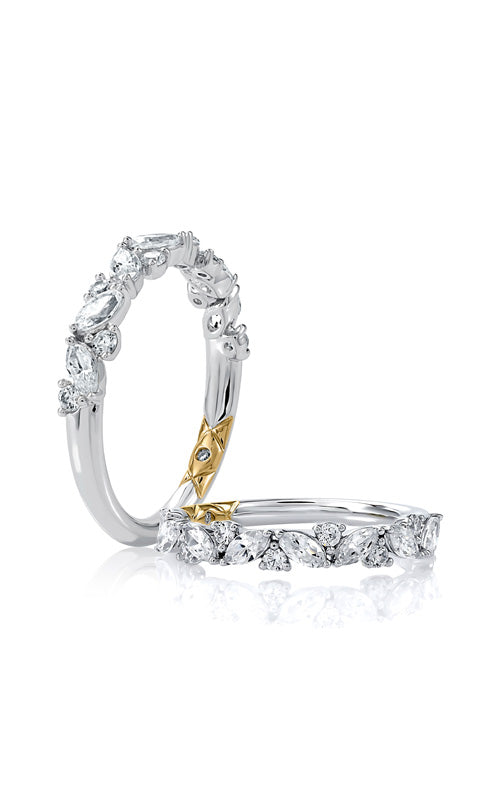 A.JAFFE 14k White and Yellow .74ctw Marquise Round Diamond Band WRC3426L/74