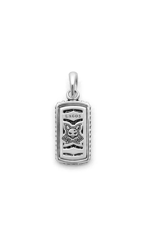 LAGOS Sterling Silver 20x11mm .51ctw Pave Diamond Dog Tag Amulet 07-81285-DD