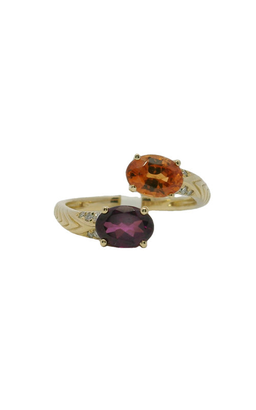 Albert's 14k Yellow Gold 2.05ctw Spessartite .06ctw Diamond Bypass Ring R2325027