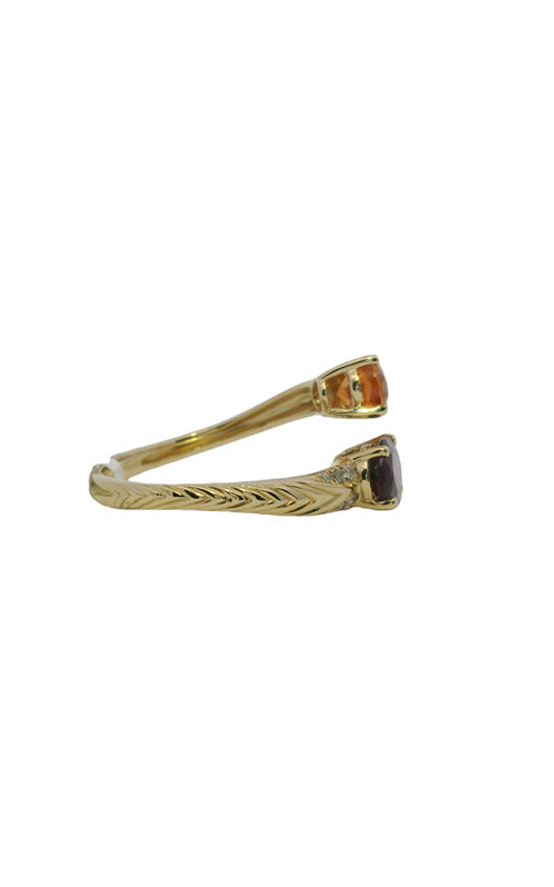 Albert's 14k Yellow Gold 2.05ctw Spessartite .06ctw Diamond Bypass Ring R2325027