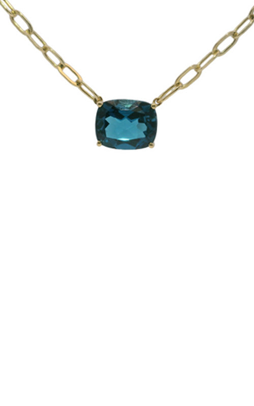 Albert's 14k Yellow 18" 5.12ctw Cushion London Blue Topaz Pendant N2312457